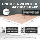 Mahogany Basswood Sheets for Crafts 1/8 inch, 3mm Plywood Sheets for Laser Cutting & Engraving, Wood Burning, Architectural Models, Drawing - 6 Pack SS Custom Products
