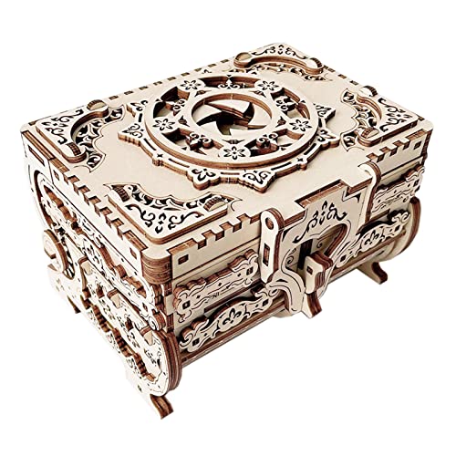 Hallisun 3D Wooden Puzzle Box, DIY Mechanical Wood Model Kits Jewelry Keepsakes Storage Box for Adults, Ideal Gift on Birthday Christmas Valentine's