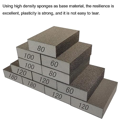 12 Pack Sanding Sponge,Sackorange Coarse/Medium/Fine/Superfine 6 Different Specifications Sanding Blocks Assortment,Washable and Reusable