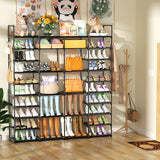 Kottwca 4 Row 10 Tier Large Shoe Rack Organizer for Closet Entryway, 72-80 Pair Shoe Boot Storage Rack, Metal Shoe Shelf Big Vertical Stackable Shoe Kottwca