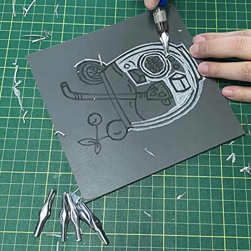 Falling in Art Linoleum Block Cutters - 6 Different Shaped Lino Cutters, Assorted Blades for Printmaking, Precision Carvings(2 Set) Falling in Art