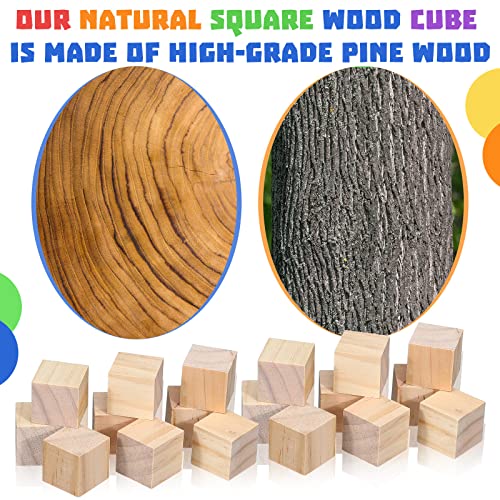 Geetery 200 Pcs Unfinished Wooden Blocks for Crafts 1 Inch Mini Blank Wood Cubes Natural Pine Solid Wood Squares for DIY Arts Craving Painting