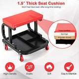 IRONMAX Rolling Creeper Seat, Garage Shop Stool on Wheels with Padded Seat & Tool Tray Storage, 330 LBS Capacity, Heavy Duty Mechanic Stool Chair Car IRONMAX