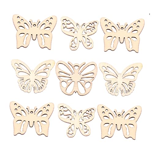 ARTIBETTER 100pcs Unfinished Wood Crafts Unfinished Wood Butterfly Rustic Wood Butterfly Wood Butterfly Tags Butterfly Wood Crafts Wood Butterfly ARTIBETTER