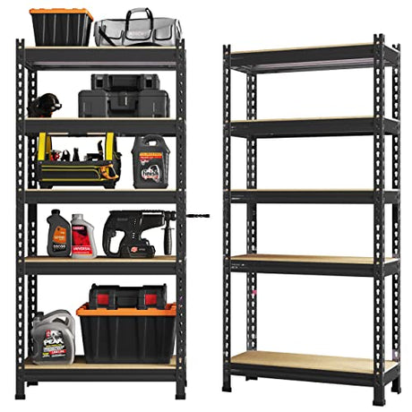 PrimeZone Storage Shelves 2 Pack 5 Tier Adjustable Garage Storage Shelving, Heavy Duty Metal Storage Utility Rack Shelf Unit for Warehouse Pantry PrimeZone