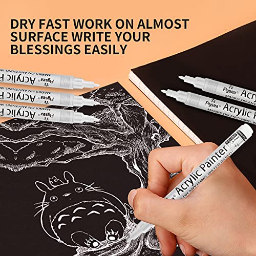 Acrylic Paint Pens,6 Pack Black White Paint Markers, Paint Pens