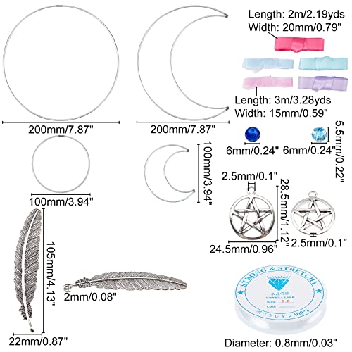 INFUNLY 2 Set Dream Catcher Kit Make Your Own Dreamcatcher for Girls DIY Instruction Included Handmade Dreamcatcher Moon Circle Star Metal - WoodArtSupply