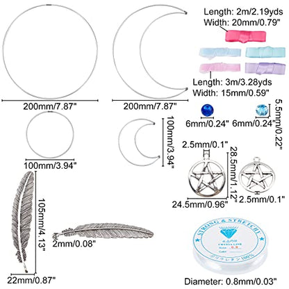 INFUNLY 2 Set Dream Catcher Kit Make Your Own Dreamcatcher for Girls DIY Instruction Included Handmade Dreamcatcher Moon Circle Star Metal - WoodArtSupply