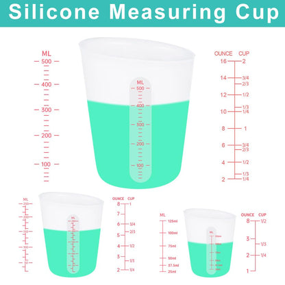 6 pcs Silicone Cup Set, 500ml, 250ml and 125ml for Epoxy Silicone Measuring Cups, Non-Stick Mixing Cups, Casting Molds, Jewelry Making, Silicone - WoodArtSupply