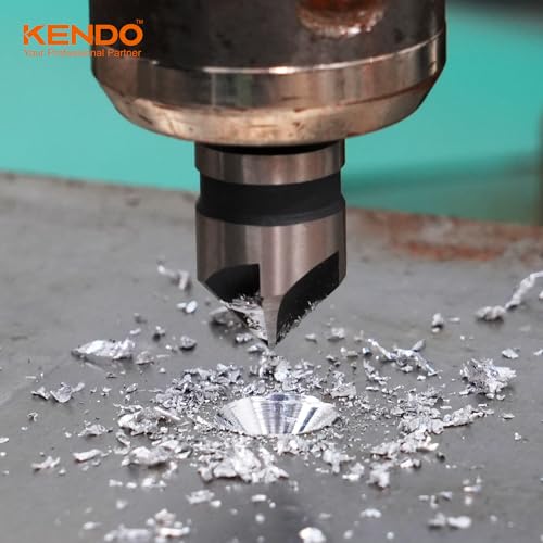 KENDO 5PCS Countersink Drill Bit Set, High Speed Steel Countersink Bits, 82 Degree 5 Flute Pieces, 1/4 Inch Hex Shank, Fit for Sink Holes into Kendo