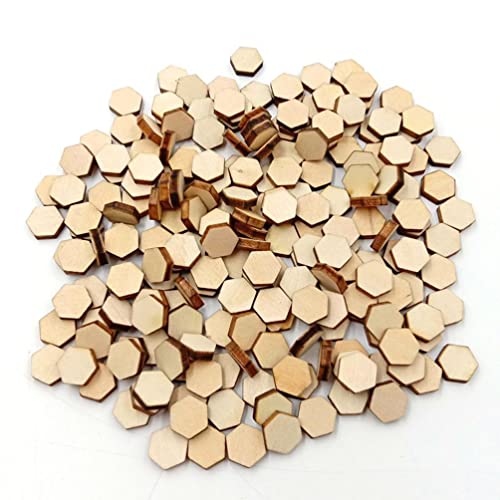 GANAZONO Unfinished Wood Pieces 100PCS Hexagon Blank Unfinished Wood Slices Unpainted Wood Hexagon Cutout for DIY Crafts Home Decoration Wedding - WoodArtSupply