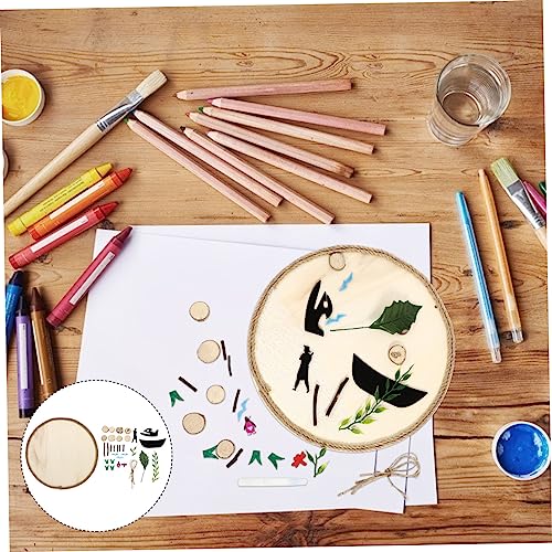 VILLCASE 1 Set DIY Log Painting Natural Wood Slices Painting Kit Unfinished Blank Sign Handmade Wood Painting Kids Toys Kid Craft Wedding Christmas VILLCASE
