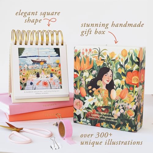 Primrosia Inspiring Perpetual Calendar: Undated Daily Desk Planner for Motivation - Flip Stand Design - Daily Inspirational & Empowering Quotes - Primrosia