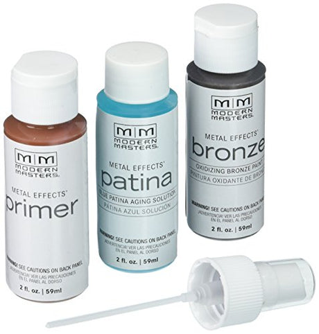 Testors MM3062-91 Modern Masters Metal Effects Oxidizing Finish Kit-Blue Patina, 4 Piece Set Testors