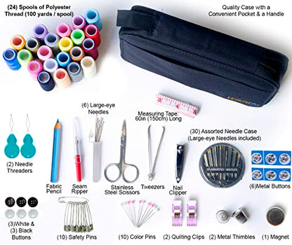 Sewing Kit For Adults And Kids 24 Color Threads Beginners Sewing Supplies  Filled Sewing Needle And Thread Kit Scissors Thimble And Clips Etc For  Trave