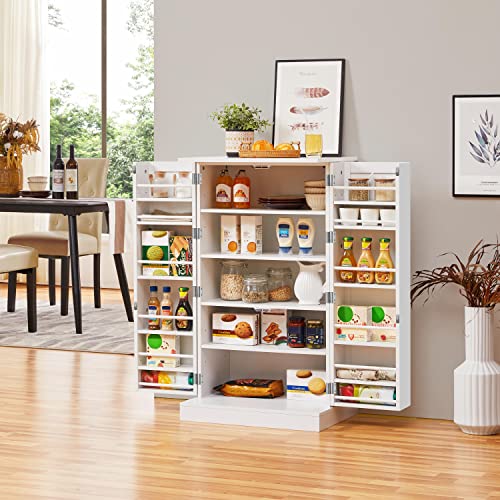 Yaheetech Storage Cabinet, Pantry Cabinet Cupboard with Door and Adjustable Shelves, Freestanding Utility Storage Cabinet for Dinning Room/Living