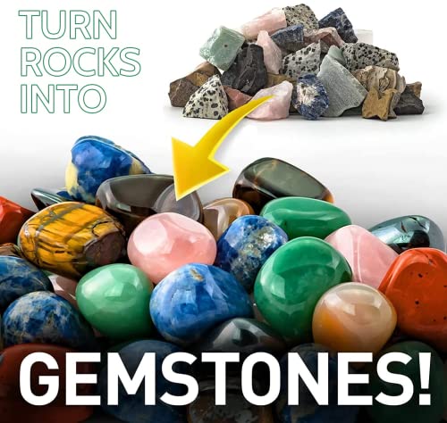 Zcvtbye Rock Tumbler Kit,Rock Polisher for Kids & Adults,Includes 2 Belts,Bag of Rough Stones,4 Coarse Grinding,Finely Ground,Polishing Grits, Rock Zcvtbye