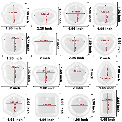 RESINWORLD 16pcs Variety Geometric Pendant Silicone Molds with Hanging Hole + 11pcs Variety Size Earrings Molds for Resin ResinWorld