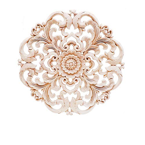 Beoot Wooden Carved Onlay Appliques Wood Carving Decal Unpainted Furniture Bed Door Cabinet Decor (15x15cm/5.91x5.91inch) Beoot