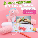 Blyrbnom Crochet Kit for Beginners Adults,Crochet Starter kit with Video Tutorials,Crochet Hook for Beginners Kids to Crochet Animal Kit,Knitting Blyrbnom