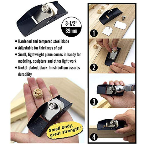 Mini Trimming Planer, Hand Planer, DIY Model Making Tool Woodworking Pocket Plane Hand Adjustable for Woodworking/Trimming/Wood Planing, Surface Kakalote