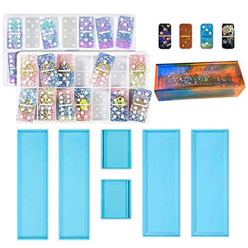 Domino Box Silicone Mold and Domino Molds Set for Resin Casting, Domino Storage Box Resin Mold for DIY Epoxy Crafts Making Tool GDDP