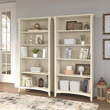 Salinas Antique White 5-Shelf Bookcase Set - Elegant Storage Solution for Any Room Bush Furniture