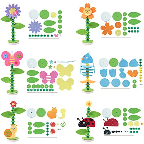 Coola Spring Craft Kit for Kids - Art and Craft DIY Early Educational Toys Suitable for Girls & Boys Pack 6 Include 2Flowers Snail Birdie Butterfly Coola