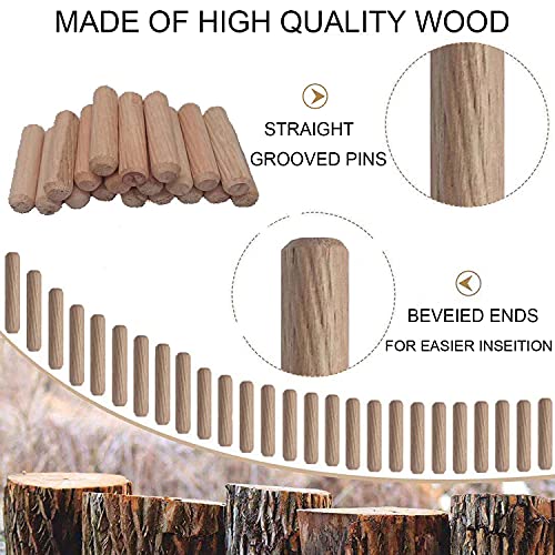 Wooden Dowel Pins 10mm x 50mm Fluted Wood Dowels Rods, Made of Hardwood, Approx 3/8 x 2 inch, 100 Pcs. - WoodArtSupply