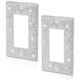 2 Pcs Silver Rhinestones Light Switch Cover,Silver Shiny Crystal Wall Plates Bling Decorative Wall Plate Single Toggle for Kitchen,Bedroom Sliverdew
