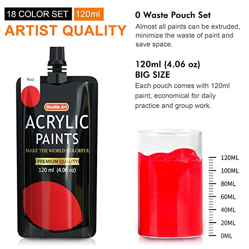 Acrylic Paint, Shuttle Art 24 Colors Acrylic Paint Bottle Set, 250ml/8.45oz Each, Rich Pigments, High Viscosity, Bulk Paint for Artists, Beginners