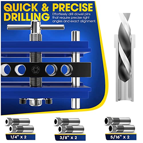 TRAVEANT Self Centering Dowel Jig kit, Drill Guide Bushings Set, Wood Working Tools Drill and Accessories, Adjustable Width Drilling Guide Power Tool - WoodArtSupply