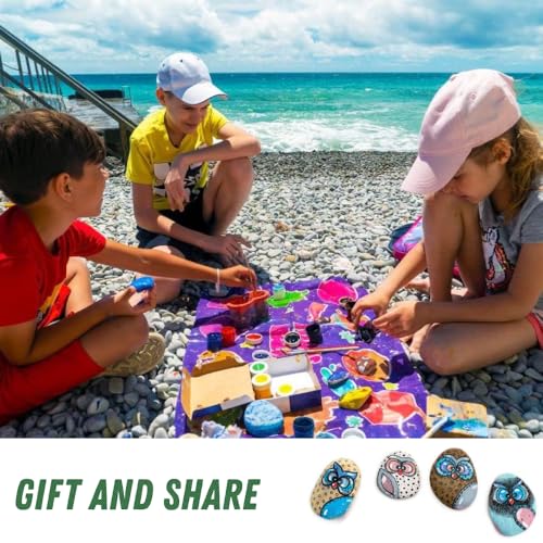 PGN 40 River Rocks for Painting - Stimulate Your Children’s Creativity with Our Painting Rocks for Kids - Flat and Smooth- Fun & Engaging Rock PGN