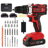 BeHappy Cordless Drill Set, 21V Power Drill Kit, Electric Power Drill Set with 2 Batteries and Charger, 25+3 Torque Setting, 2 Speed, 315 In-lb, LED, BeHappy