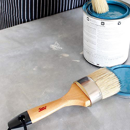 Chalk Wax Paint Brush 4PCs Set Including 3 Small Paint Brushes for Furniture Painting and 1 Large Chalk Brush, Bristle Paint Brushes Set Compatible MODERN ART SUPPLIES A PRODUCT OF SMARTVISION CO