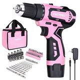 FASTPRO 42-Piece 12V Pink Drill kit, Lithium-ion Cordless Drill Driver, 3/8 in. Drill Driver Set with One 1.5 Ah Batteries, Charger and Tool Bag FASTPRO