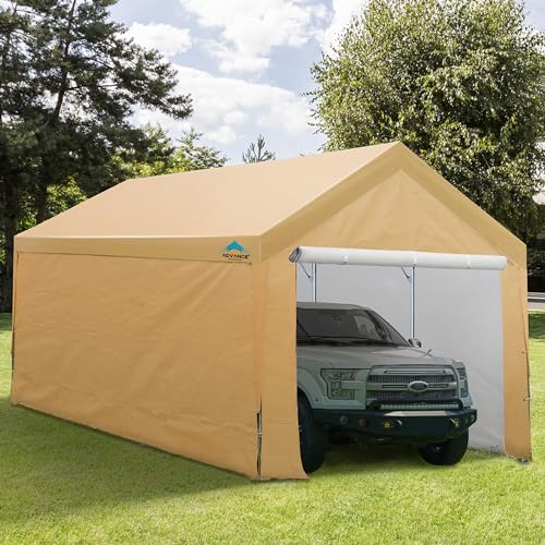 ADVANCE OUTDOOR 10x20 ft Heavy Duty Steel Carport with Adjustable Height from 9.5 to 11 ft, Car Canopy Garage Party Tent Storage Shed Boat Shelter - WoodArtSupply