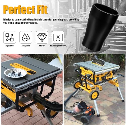 Table Saw Vacuum Adapter Replacement For Dewalt DWE7491RS - Suitable for Connecting 2 1/2" Table Saw Outlet to 1 7/8" Shop Vac Hose, Dewalt Dust Alocs