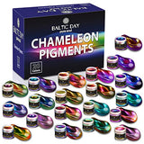 BALTIC DAY - Chameleon Mica Powder, 20 x 5g Jars of Color Shift Mica Powder Set - Epoxy Resin Color Pigment - Chameleon Powder - Holographic Mica BALTIC DAY