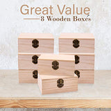 Upper Midland Products 8 Pk Wooden Boxes For Crafts, Unfinished Wood Boxes 5.875 In x 3.8 In x 2 in Upper Midland Products