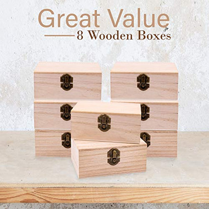 Upper Midland Products 8 Pk Wooden Boxes For Crafts, Unfinished Wood Boxes 5.875 In x 3.8 In x 2 in - WoodArtSupply