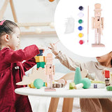 FOMIYES Unpainted Nutcracker,1 Set Unfinished Wood Nutcracker Ornaments to Paint Wooden Nutcracker Figurines DIY Craft with Wig Paint Brush Color DIY FOMIYES