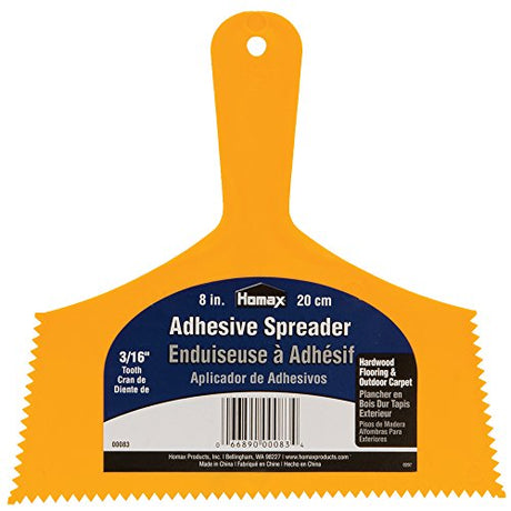 Homax Adhesive Spreader, 8", 3/16" Tooth, Hardwood Flooring Spreader,Orange Homax