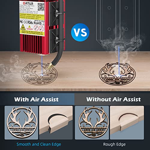 Laser Air Assist, Air Assist Pump with Adjustable 30L/min Airflow for ORTUR Laser Engravers and 99% Laser Cutters in The Market, Remove Smoke and Ortur