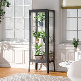 Ryoko Glass Display Cabinet with Adjustable 3-Shelf Shelves, Lock and Door, Dust-Proof, LED Light, Curio Cabinets Lego Display Case for Living Room Ryoko