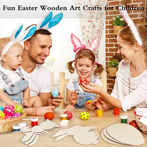 12 Pieces Large Easter Bunny Egg Wood Cutouts 12 Inch Unfinished Wooden Egg Bunny Slices Blank Wooden Rabbit Egg Shapes Easter Wood Bunny Ornament