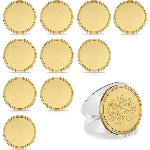 Blank Brass Challenge Coin Laser Engraving Coins Blanks 40 mm with Acrylic Protection Box for DIY Crafts Birthday Travel Commemorative Collection - WoodArtSupply