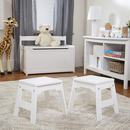 Melissa & Doug Wooden Stools - Set of 2 (White) - WoodArtSupply