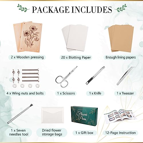 Aboofx Large Professional Flower Press Kit, 6 Layers 10.8 x 6.9 inch DIY Flower Pressing Kit for Adults to Making Dried Flower & Press Flowers Arts Aboofx