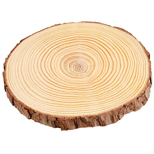 MUKCHAP 10 Pcs 6.3-7 Inch Natural Pine Wood Slices, 0.6 Inch Thick Unfinished Wood Discs for Festival Ornaments, Wedding Decoration, DIY Craft MUKCHAP
